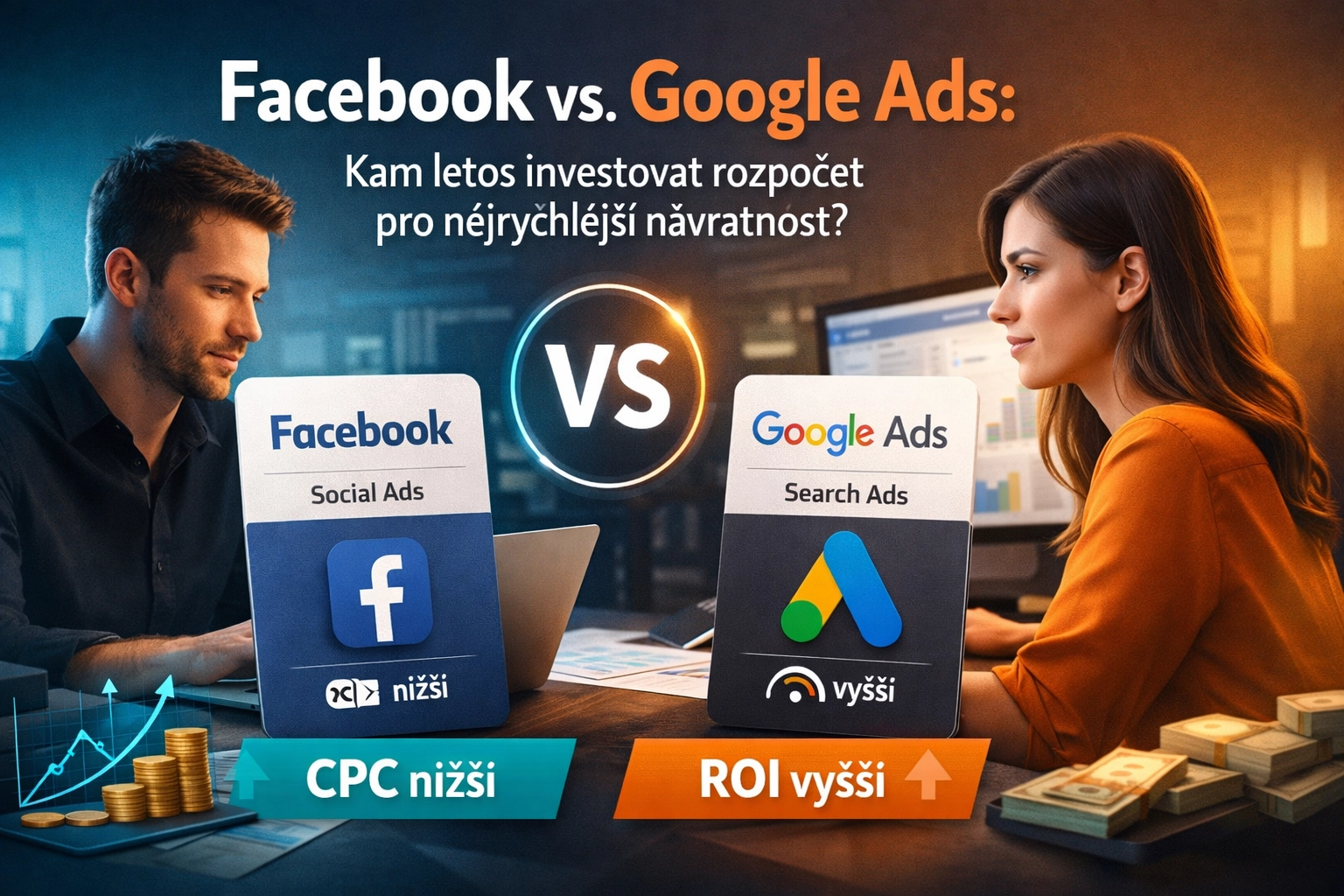 Ilustrační obrázek blogu Facebook vs Google ads